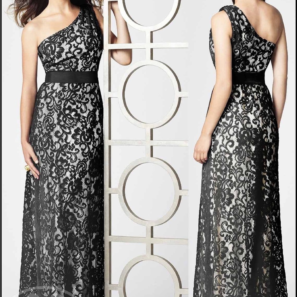 Dressy Black Lace Dress with Black Tie Belt